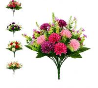 Mr. Barry’s 41 cm Artificial Cemetery Bouquet - UV-Resistant Chrysanthemum Memorial Flowers with Wired Stems for Graves, Funerals & Garden Displays (Pink, Cerise, Wine)