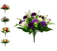 Mr. Barry’s 41 cm Artificial Cemetery Bouquet - UV-Resistant Chrysanthemum Memorial Flowers with Wired Stems for Graves, Funerals & Garden Displays (Purple, Lilac, Cream)