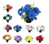 Mr. Barry's Artificial Chrysanthemum & Daisy Grave Flower Pot (Blue)