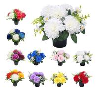 Mr. Barry's Artificial Chrysanthemum & Daisy Grave Flower Pot (White)