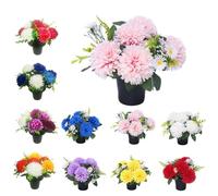 Mr. Barry's Chrysanthemum & Daisy Grave Flower Pots | Artificial Flowers For Graves | Cemetery Funeral & Floral Decorations | Grave Flowers | Long Lasting Design & Quality (Pink)