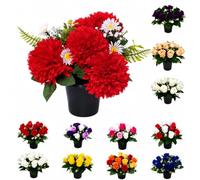 Mr. Barry's Chrysanthemum Grave Flower Pot with Foam Insert (Red)