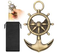 MR.BARWARE Beer Bottle Opener Steering Wheel Ship Anchor, Sailing Gift, Ship Anchor Decorative Gifts for Sailors, Maritime Gifts for Men Women, Bronze