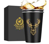 MR.BARWARE Deer Head Stainless Steel Beer Cups, Deer Hunting Gifts for Hunter, Stackable Camping Mugs for Outdoor Indoor Activity, Father's Day Christmas Birthday Gifts for Men Women, 500ML(2 Pack)