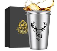 MR.BARWARE Deer Head Stainless Steel Beer Cups, Deer Hunting Gifts for Hunter, Stackable Camping Mugs for Outdoor Indoor Activity, Father's Day Christmas Birthday Gifts for Men Women, 500ML(2 Pack)