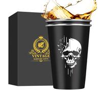 MR.BARWARE Skull Stainless Steel Beer Cups, Skull Gifts for Goth Fan, Stackable Camping Mugs for Outdoor Indoor Activity, Father's Day Halloween Christmas Gifts for Men Women, 500ML(2 Pack)