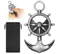 MR.BARWARE Steering Wheel Ship Anchor Beer Bottle Opener, Sailing Gift, Ship Anchor Decorative Gifts for Sailors, Maritime Gifts for Men Women, Silver