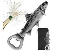 MR.BARWARE Trout Bottle Opener - Quirky Fishing Gift for Men, Dad, Grandad - Silver Fish Shaped Bar Tool with Gift Bag - Ideal for Father’s Day, Birthday, Christmas, Pub Nights, Garden Parties