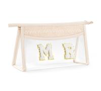 MR Beach Bag, PVC Clear Wedding Cosmetic Bag Boho Patch Straw Makeup Bag | Groomsmen Bachelor Party, Summer Groomie Gifts, Waterproof, Chenille Letter Woven Bag