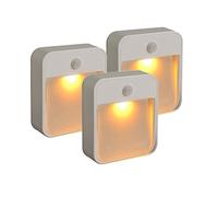 Mr. Beams MB720A Sleep Friendly Battery-Powered Motion-Sensing LED Stick-Anywhere Nightlight with Amber Color Light (3-Pack), White