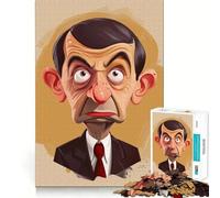 Mr. Bean Cartoon Portrait 1000 Pieces Jigsaw Puzzles for Teenagers Improve Recall Quiet Hobby Exact Edge Birthday Gift (50x75cm)