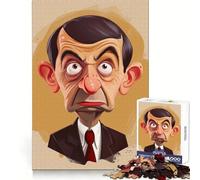 Mr. Bean Cartoon Portrait Jigsaw Puzzles for Adults1000 Pieces Focus Brain Toy Relax Time Tight Edge Santa Wish Pick (38x26cm)