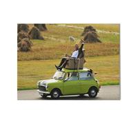 (Mr. Bean, Funny Mr Bean Driving His Car From The Roof=6482) Canvas Print DIY Framed Kit Wall Art for Living Room Bedroom Retro Farmhouse Decor 16x20 inch