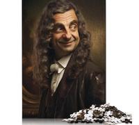 Mr. Bean Portrait 500 Teile Holzpuzzle, einzigartiges Puzzle, kreatives Puzzle, Geschenk für Erwachsene, Familienspiel, Herausforderungsaktivität (52 x 38 cm)