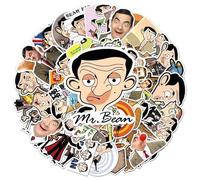 Mr. Bean Sticker 50Pcs Vinyl Cute Anime Stickers for Laptop Skateboard Water Bottle Luggage Computer Phone Guitar Bicycle Car,Waterproof Funny Cartoon Stickers for Teens Kids Adults