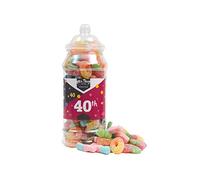 Mr Beez Sweets | 40th Birthday Gift Jar | Fizzy Mix | 625g | Suitable for Vegans | 23x9cm