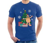 Mr Blobby Around The Christmas Tree Men's T-Shirt Royal Blue