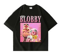 Mr Blobby Homage Vintage T-Shirt Summer 100% Cotton T Shirt Short Sleeve Streetwear Fashion Harajuku tee Shirt Tops Oversized Black