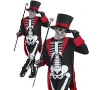 Mr Bone Jangles Boys Skeleton Day Of The Dead Halloween Fancy Dress Costume Kids