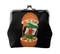 Mr.Bottle Turtle' Orange Beer Women's Leather Kiss Lock Pouch - Stylish Small Zipper-Free Wallet for Coins, Cards, Makeup & Essentials - Compact & Lightweight Design for Daily Use, Travel & Gifting