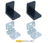 MR BRACKET Black Shelf L Brackets, Heavy Duty Metal Cabinet Hanging Brackets, Stainless Steel Plastic Cover Corner Brace, Furniture Anchors for Baby Proofing