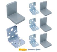 MR BRACKET L Bracket, Gray Shelf Brackets Pack of 4, Heavy Duty Cabinet Hanging Brackets, Plastic Cover Metal Brackets for Shelves, Stainless Steel Corner Brace, Furniture Anchors for Baby Proofing
