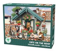 Mr. Broccoli Cats on the Roof Jigsaw Puzzle, 1000 Pieces, 68 x 48 cm, For Ages 14+, Green