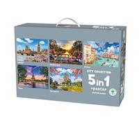 Mr. Broccoli Puzzle 5 x 1000 Pieces - City Collection - 5 in 1 Cities Puzzle - Includes Poster - FSC® - 68 x 48 cm
