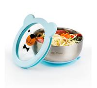 MR. CHOU Baby Bowls with Non-Slip Silicone Suction Cup, Insulated Double-Layer 304 Stainless Steel Toddler Bowls with BPA Free Airtight Lids, Food-Grade Silicone Safe for Kids (Blue)