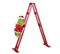 Mr. Christmas 17" Animated Ladder Climbing Grinch Tabletop Christmas Decoration with LED Lights and Music, Battery Operated