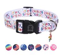 MR. CHUBBYFACE Birthday Dog Collar with Patterns Soft Adjustable Boys Girls Collar for Small Medium Large Dogs