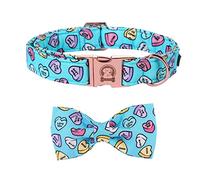 Mr.Chubbyface Dog Collar with Dog Bow Tie,Soft Touch Holiday Dog Collars for Special Occasion,Thick,Birthday Collar, Cute Boy Girl Dog Collars for Puppy,Pure Cotton Collars for Small Medium Large Dogs