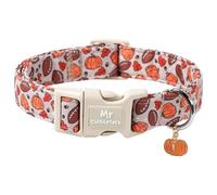 MR.CHUBBYFACE Halloween Dog Collar, Cute Halloween Pumpkin Football Fall Puppy Collar, Cotton Lightweight Pet Collar with Quick Release Buckle for Small Medium Large Dog