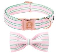 MR. CHUBBYFACE Macaron Striped Dog Collar with Bow Cute Pink Dog Collar Bowtie Spring Girl Boy Dog Collar for Small Medieum Large Dogs