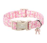 MR.CHUBBYFACE Pink Bow Dog Collar, Cute Pink Bow Puppy Collar with Plastic Buckle, Durable Holiday Female Dog Collar with Adjustable Buckle, Soft Fabric Collar for X-Large Dog