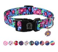 MR. CHUBBYFACE Spring Summer Dog Collar Purple Blue Floral Soft Adjustable Pet Boy Girl Collar for Small Medium Large Dogs