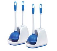 Mr. Clean 440436 Combo, White/Blue Plunger and Bowl Brush Caddy Set, Toilet, Turbo
