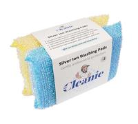 Mr Cleanie Silver Ion Washing Up Non-Scratch Scourer Sponge Pads Antibacterial Cleaning Kitchen Bathroom 2-Pack