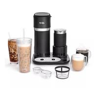 Mr. Coffee 4 in 1 Single Serve Milk Iced & Hot Coffee Maker with Milk Frother and Black Tumbler