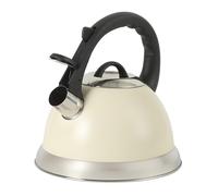Mr. Coffee Clarefield 2.4 Qt Whistling Tea Kettle - Linen White Stovetop Water Kettle with Lid, Heat-Resistant Nylon Handle and Knob, Stainless Steel Trim