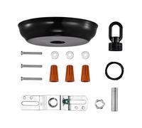 Mr.Color Black Ceiling Rose 130 mm, Metal Pendant Light Canopy with Mounting Hardware, Ceiling Canopy Kit for Pendant & Chandelier Lights