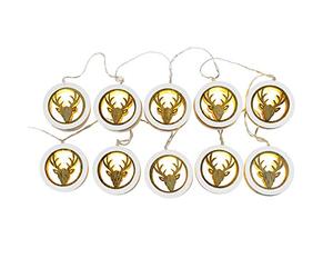 Mr Crimbo 10 Warm White LED Reindeer Wooden Christmas Xmas Fairy String Indoor Home Room Battery Operated Lights