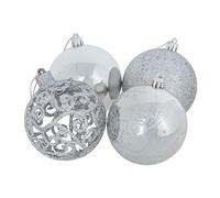 Mr Crimbo 24 Pack of Christmas Tree Baubles Decorations Ornaments 8cm - Silver