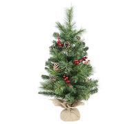 Mr Crimbo 2ft Desktop Christmas Tree 60cm Decorated Pine Cones Berries Hessian Cover Base