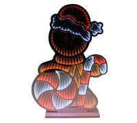 Mr Crimbo 60cm Gingerbread Man LED Infinity Mirror Christmas Decoration with Optical Illusion, Multicolour Lights on Both Sides, White Wooden Base, 5m Cable, Mains Operated Indoor Festive Display