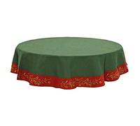 Mr Crimbo 70" Round Christmas Tablecloth Green Red Holly Polyester Fabric