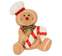 Mr Crimbo Christmas Gingerbread Figure Decoration Fabric Sitting 33cm - Candy Cane