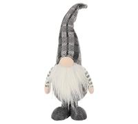 Mr Crimbo Christmas Gonk Figure Grey White Tartan Fabric Decoration 41cm - Grey