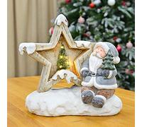 Mr Crimbo Christmas Star Decoration Light Up Large Ceramic Figure Mini Tree LED - Santa 30cm