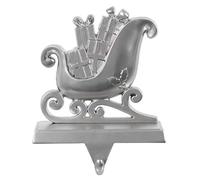 Mr Crimbo Christmas Stocking Hanger Wooden Base Metal Fireplace Hook Sleigh